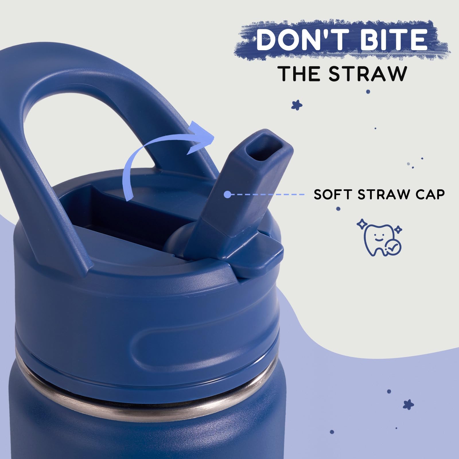 Fijinhom 12oz Kids Water Bottle for School, Toddler Bottles with Straws, Stainless Steel Vacuum Insulated Water Bottle for Boys&Girls, Leak-Proof, BPA-Free, Purple