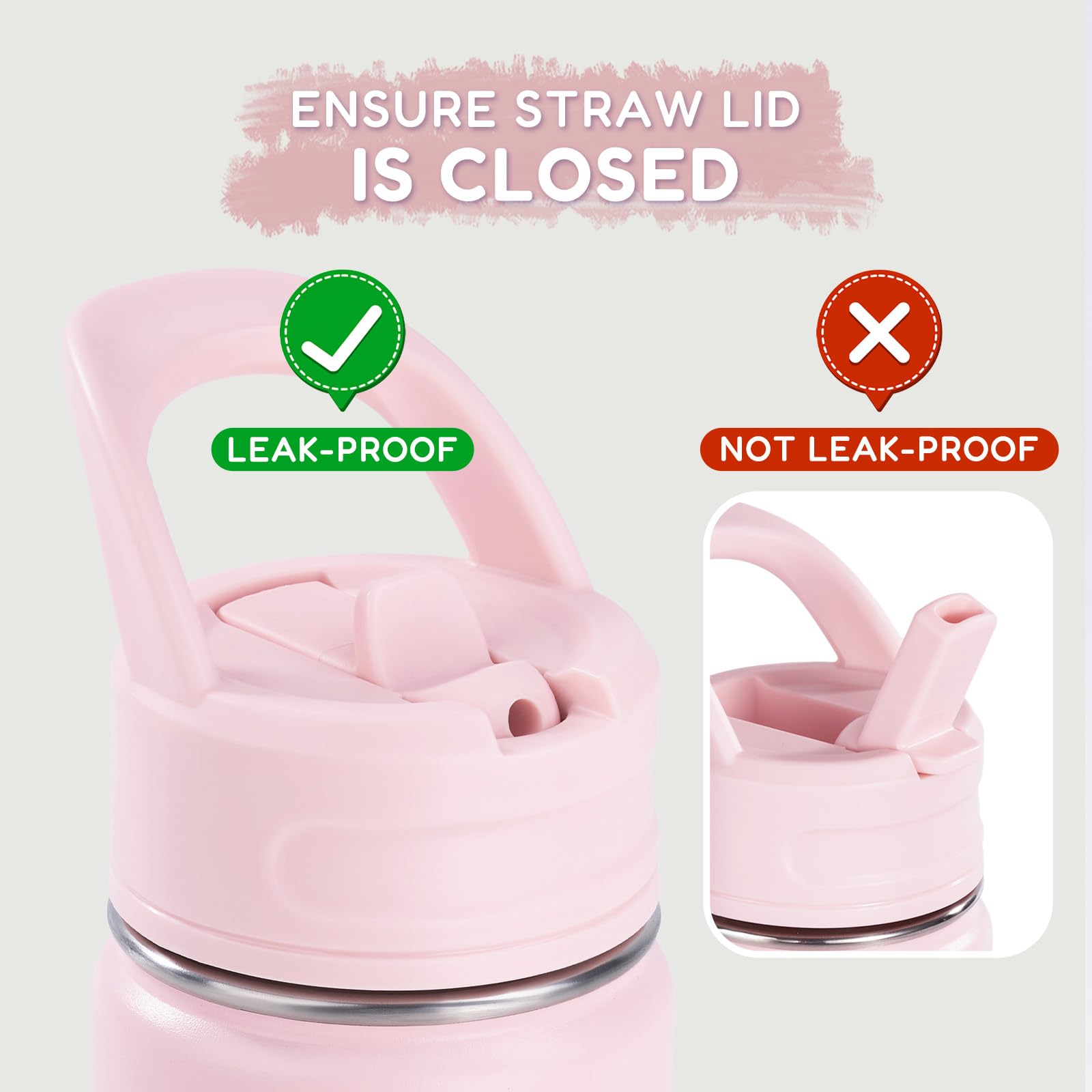 Fijinhom 12oz Kids Water Bottle for School, Toddler Bottles with Straws, Stainless Steel Vacuum Insulated Water Bottle for Boys&Girls, Leak-Proof, BPA-Free, Purple