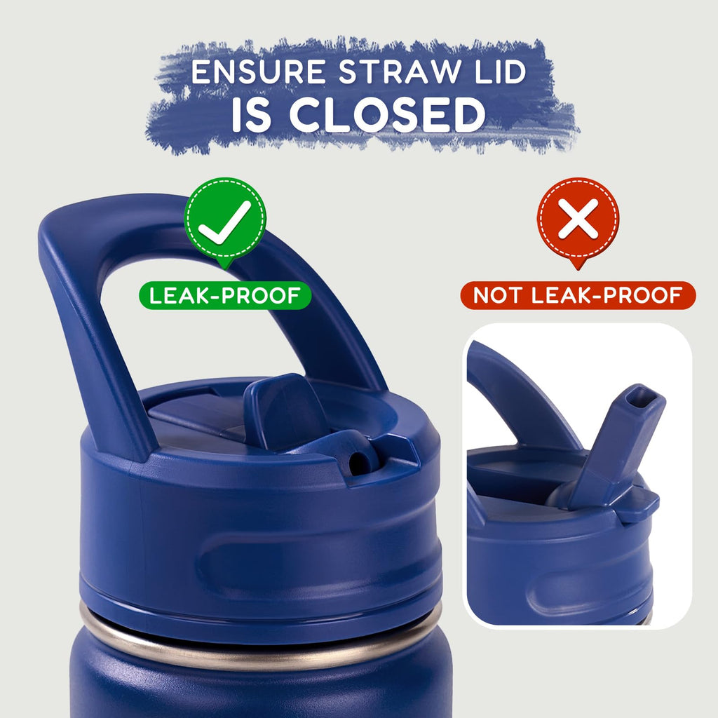 Fijinhom 12oz Kids Water Bottle for School, Toddler Bottles with Straws, Stainless Steel Vacuum Insulated Water Bottle for Boys&Girls, Leak-Proof, BPA-Free, Purple