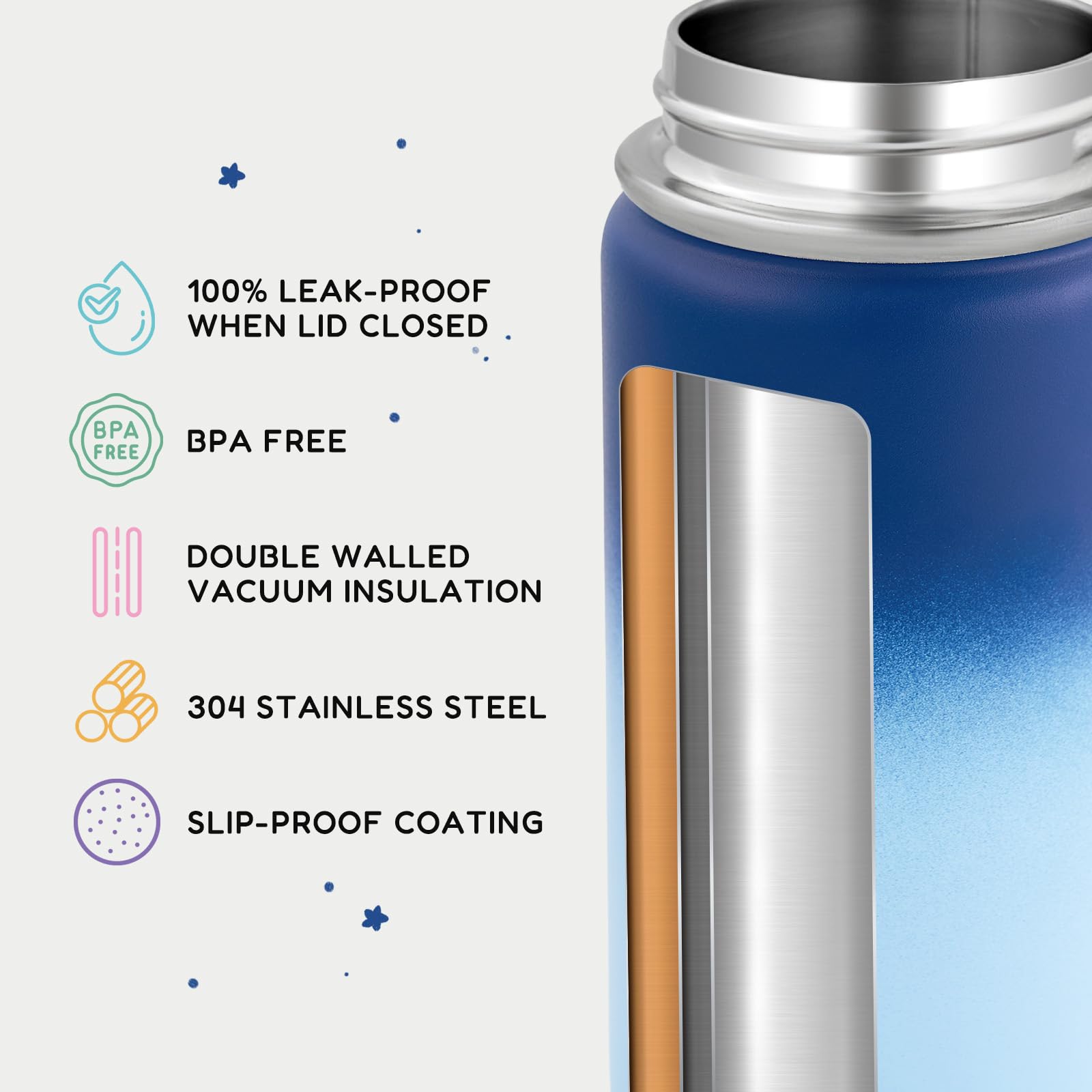 Fijinhom 12oz Kids Water Bottle for School, Toddler Bottles with Straws, Stainless Steel Vacuum Insulated Water Bottle for Boys&Girls, Leak-Proof, BPA-Free, Purple